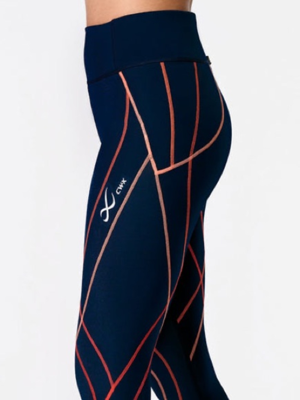 CW-X Stabilyx 3/4 Compression Tights Navy Blue Coral Capri NWT Size Small Women
